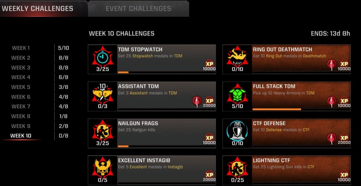 Season-12 Week-10 Challenges Live in #QuakeChampions 13 DAYS REMAIN