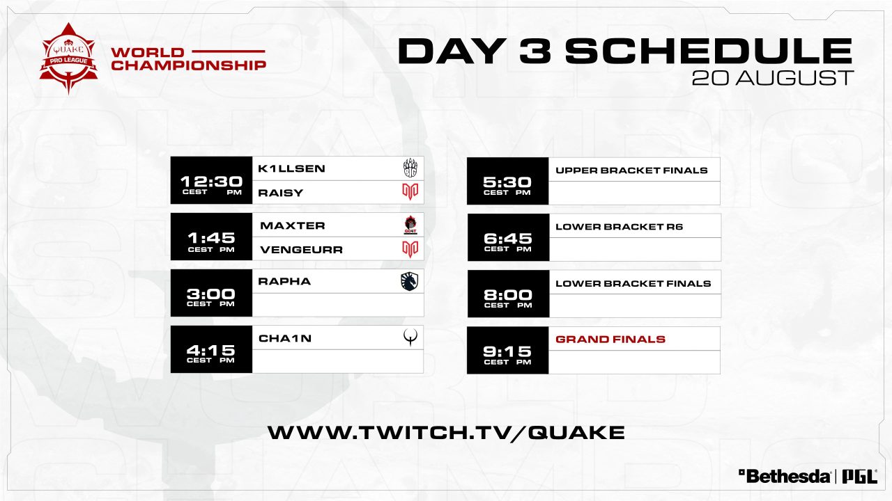 Final Day Schedule for QuakeProLeague Season3 World Championship